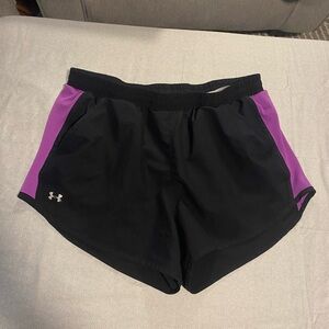 Under Armour Women's Black Shorts with Purple Accents